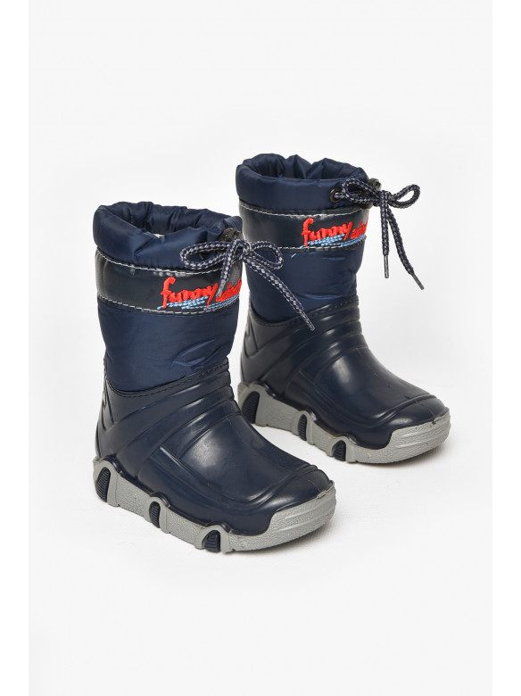 Сапоги резиновые  детские темно-синего цвета на меху 212780C