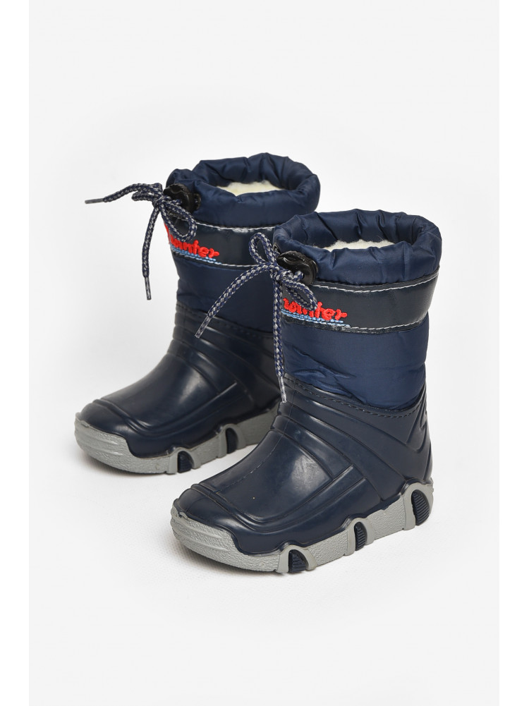 Сапоги резиновые  детские темно-синего цвета на меху 212780C