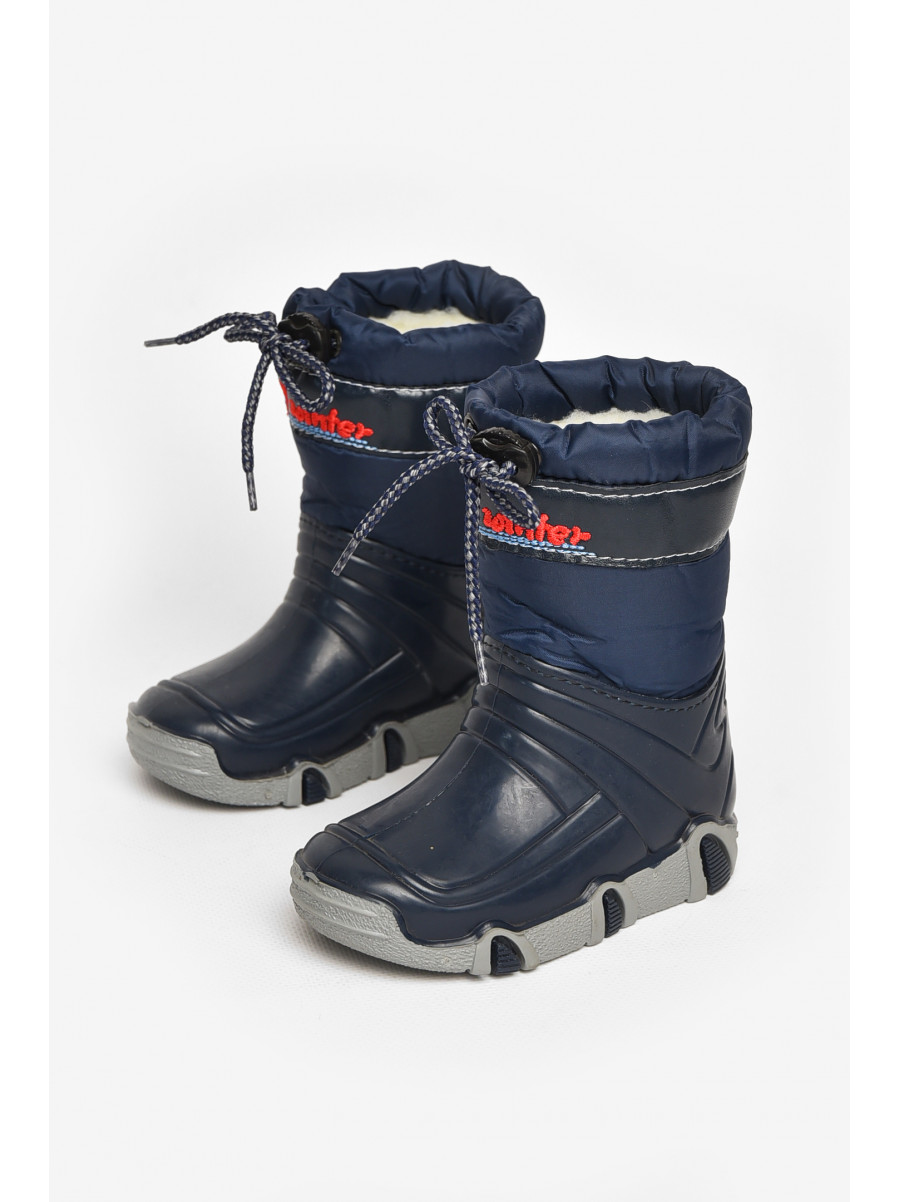 Сапоги резиновые  детские темно-синего цвета на меху 212780C