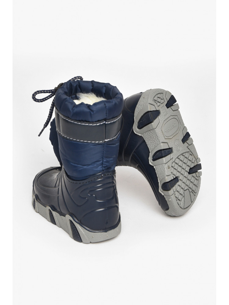 Сапоги резиновые  детские темно-синего цвета на меху 212780C