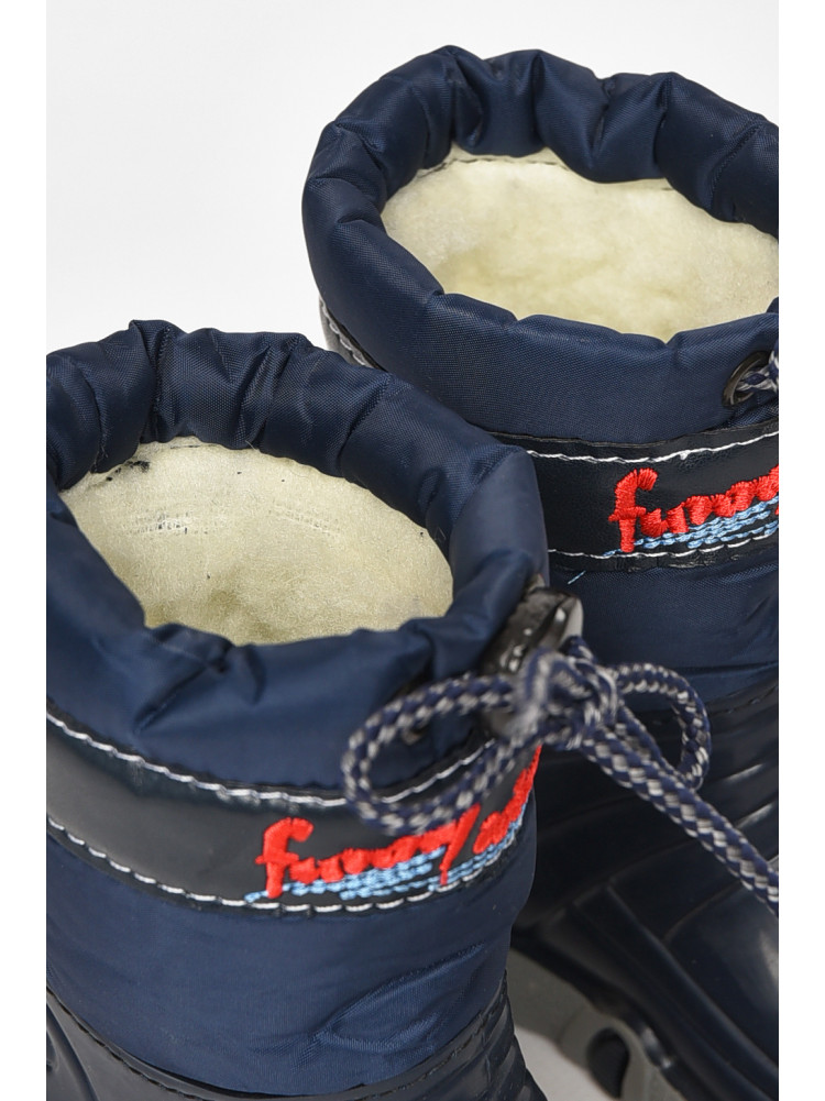 Сапоги резиновые  детские темно-синего цвета на меху 212780C