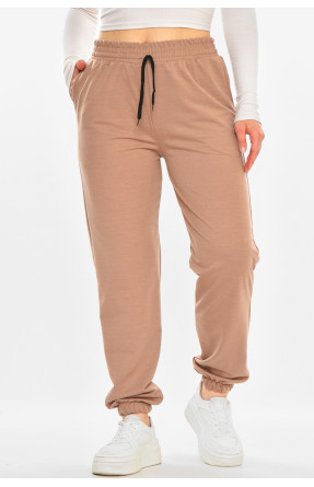 Спортивные штаны женские полубатальные тёмно-бежевого цвета 212834C