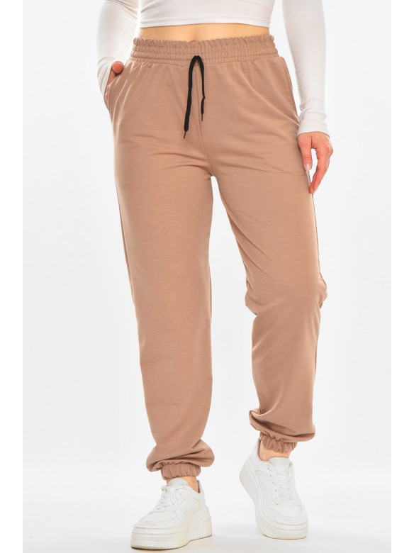 Спортивные штаны женские полубатальные тёмно-бежевого цвета 212834C