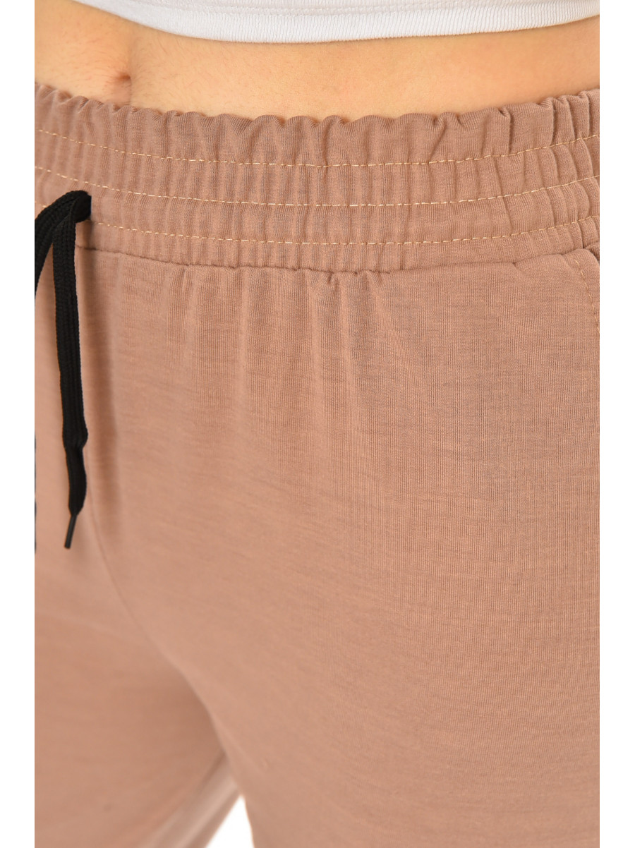 Спортивные штаны женские полубатальные тёмно-бежевого цвета 212834C
