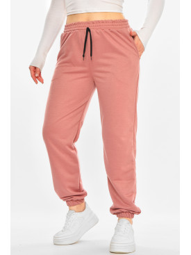 Спортивные штаны женские полубатальные тёмно-розового цвета 212836C