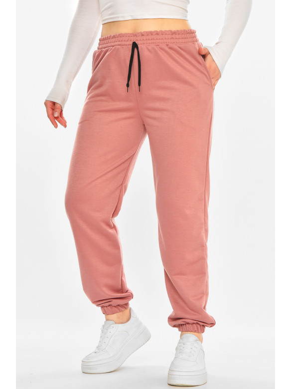 Спортивные штаны женские полубатальные тёмно-розового цвета 212836C