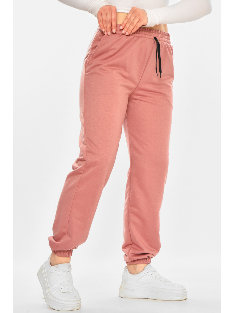 Спортивные штаны женские полубатальные тёмно-розового цвета 212836C