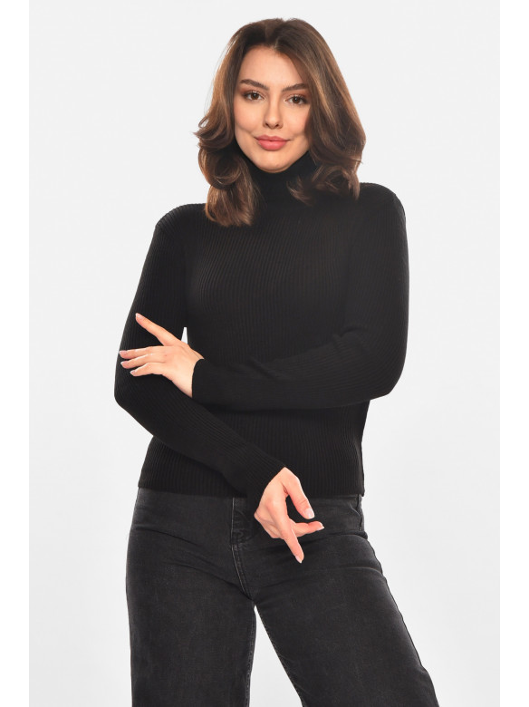 Гольф женский однотонный черного цвета 212860C