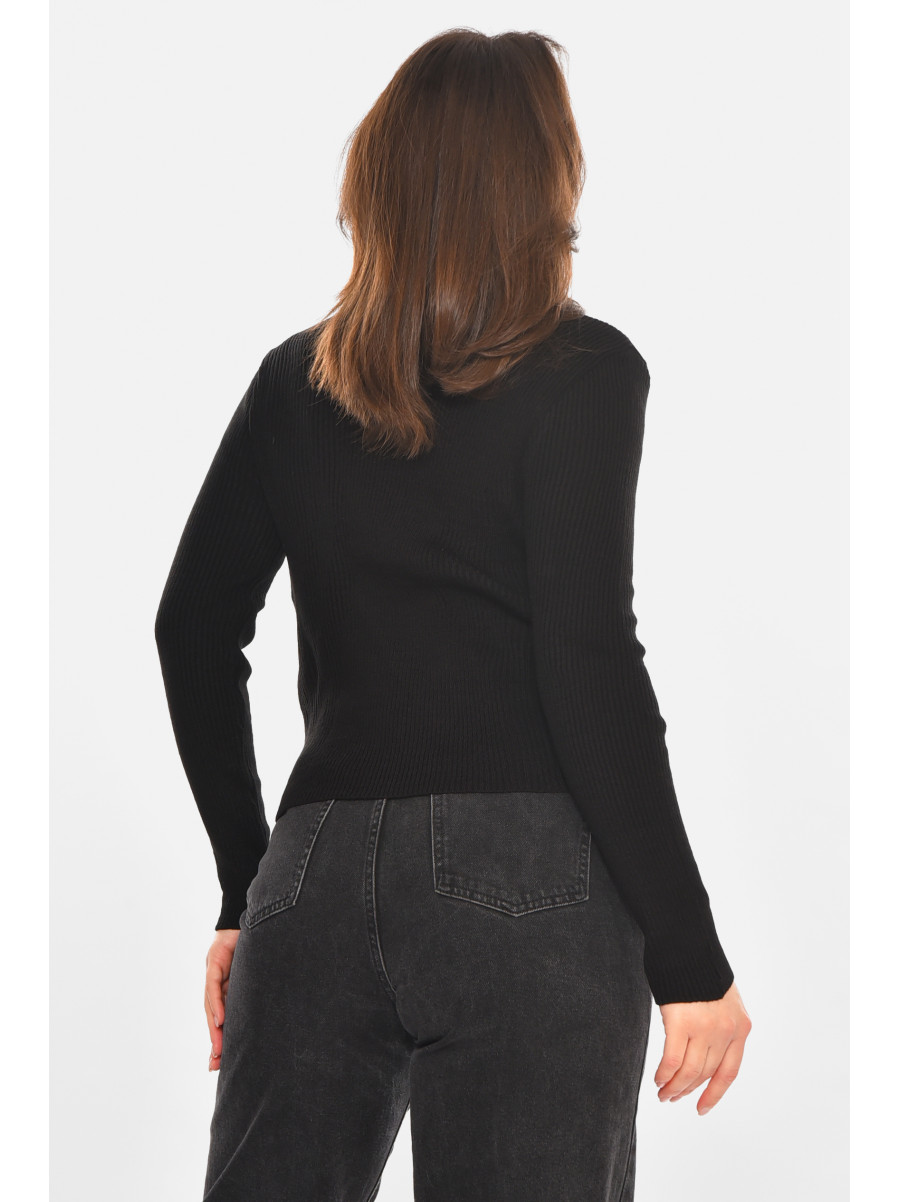 Гольф женский однотонный черного цвета 212860C