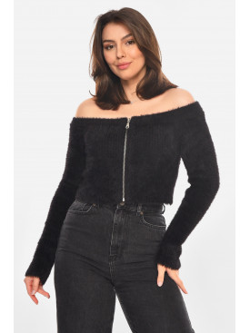 Кофта женская на молнии черного цвета 212866C