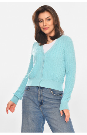 Кофта женская на пуговицах бирюзового цвета 212867C