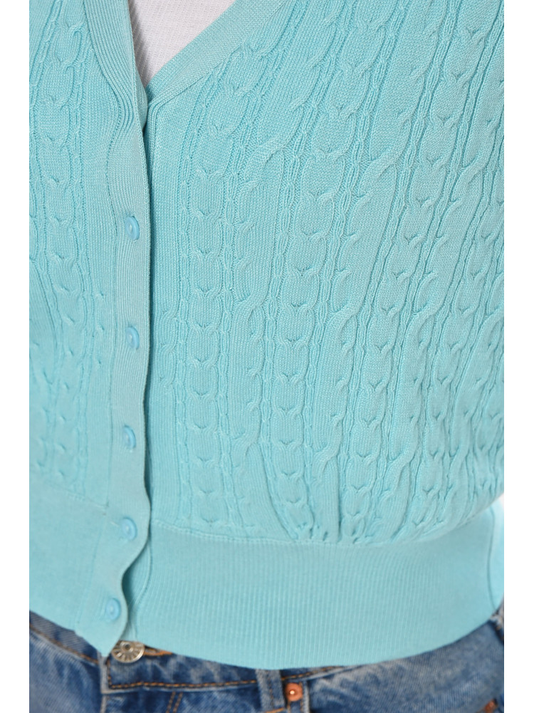 Кофта женская на пуговицах бирюзового цвета 212867C