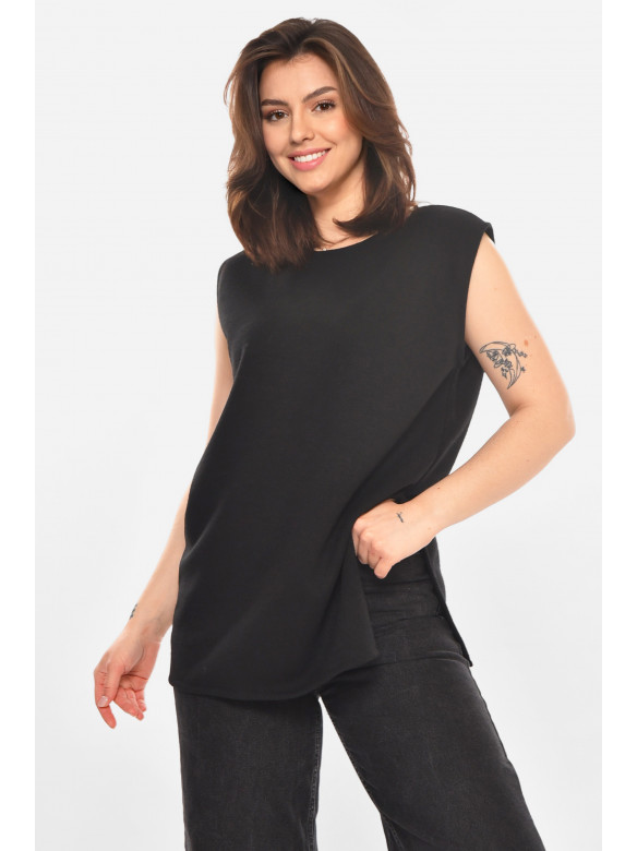 Кофта женская без рукавов  черного цвета 212868C