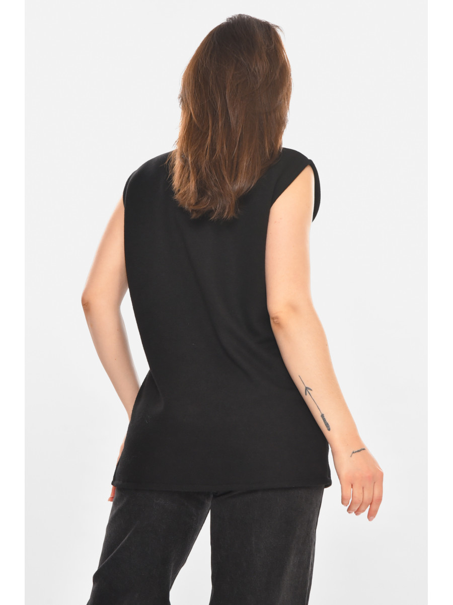 Кофта женская без рукавов  черного цвета 212868C