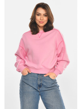 Свитшот женский на флисе розового цвета 212876C