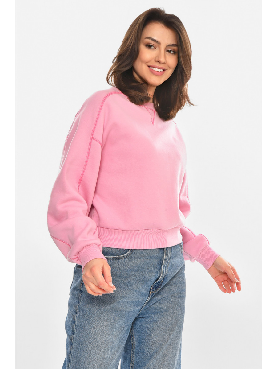 Свитшот женский на флисе розового цвета 212876C