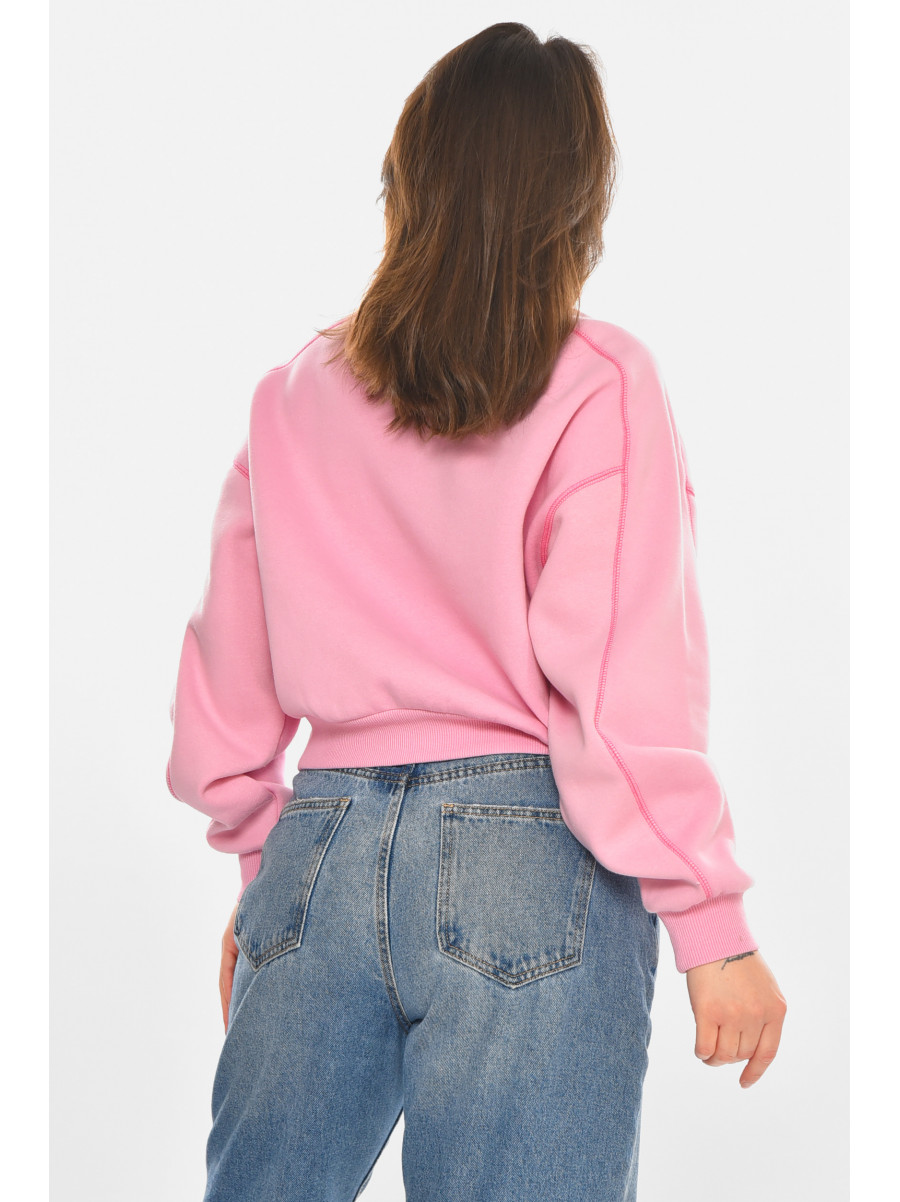 Свитшот женский на флисе розового цвета 212876C