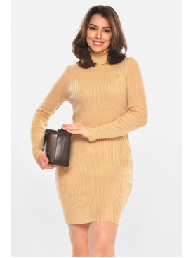 Платье женское трикотажное бежевого цвета 212893C