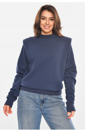 Свитшот женский на флисе темно-синего цвета 212894C