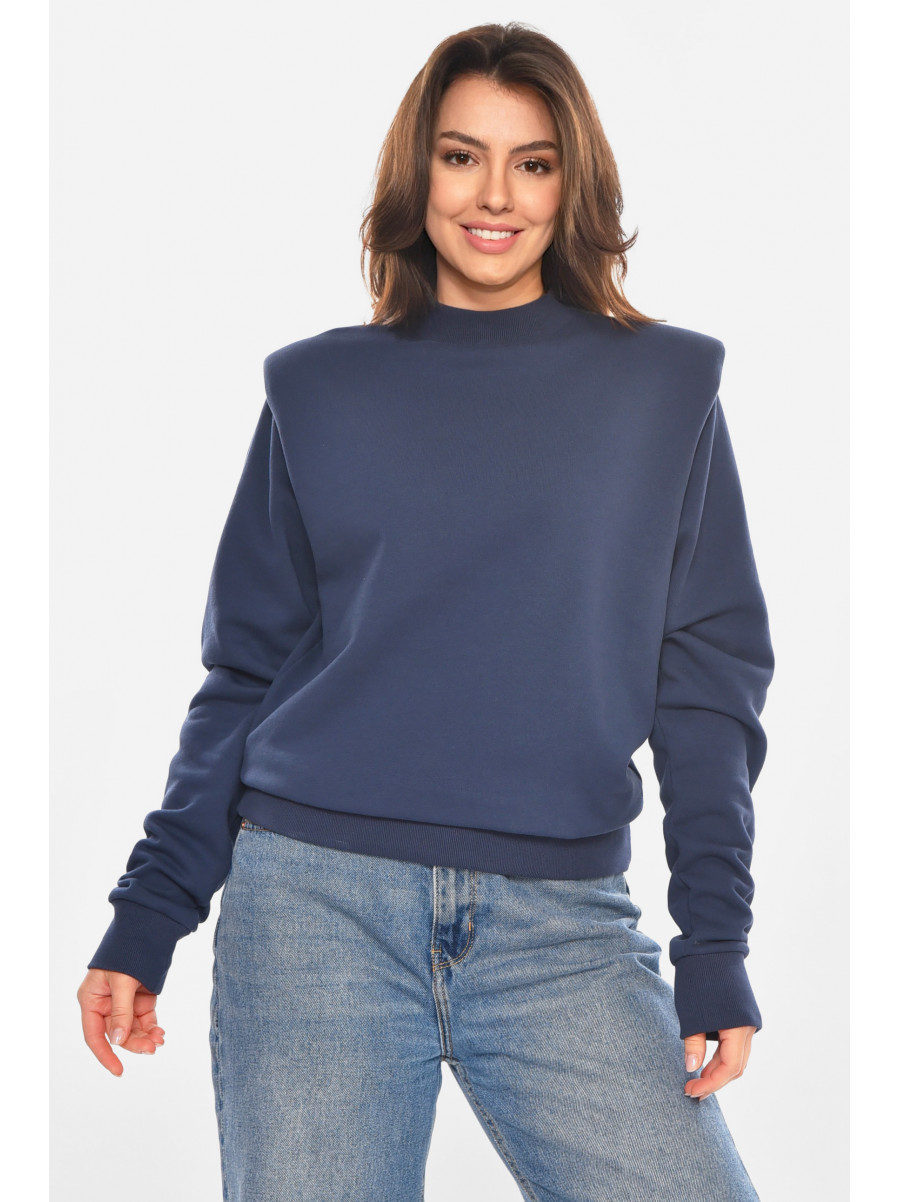 Свитшот женский на флисе темно-синего цвета 212894C