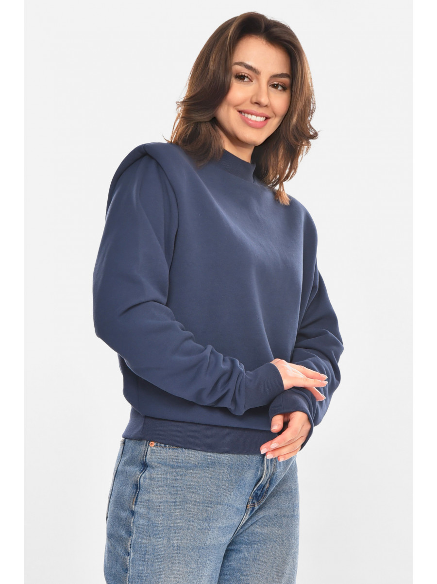 Свитшот женский на флисе темно-синего цвета 212894C