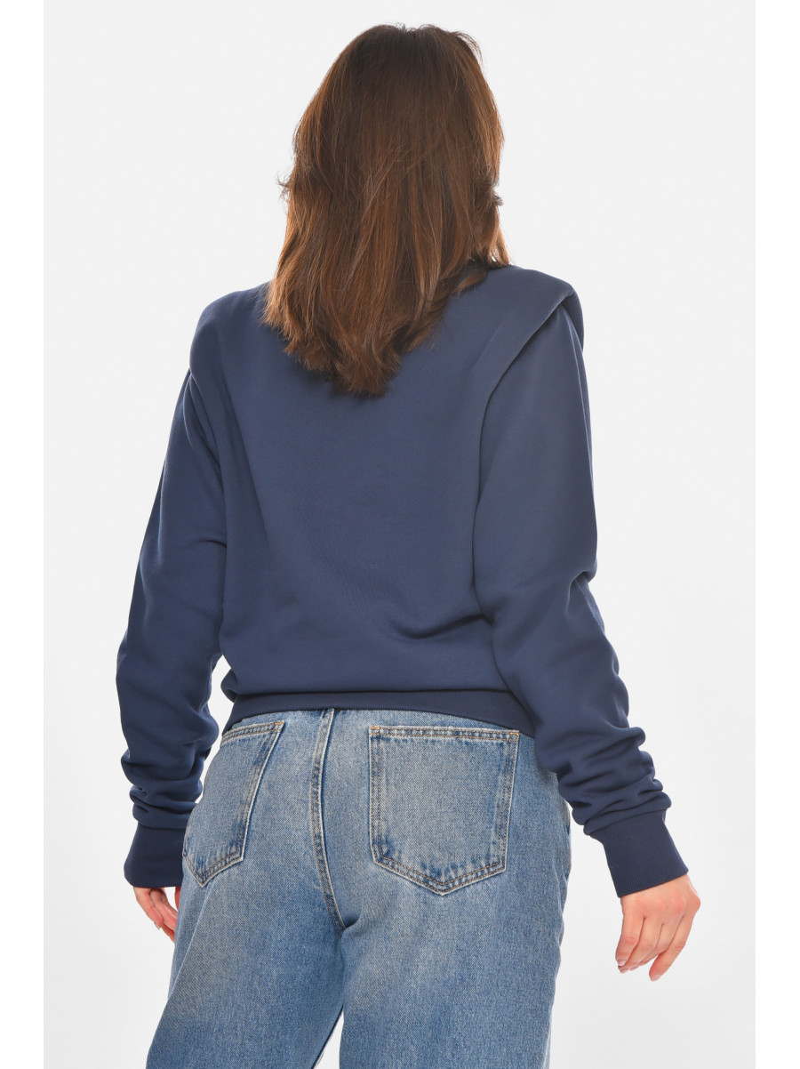 Свитшот женский на флисе темно-синего цвета 212894C