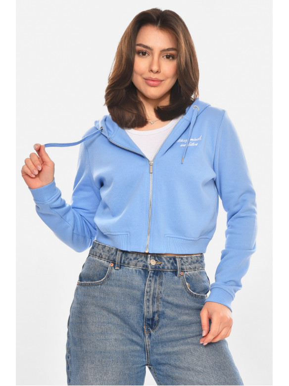 Свитшот женский на флисе голубого цвета 212895C