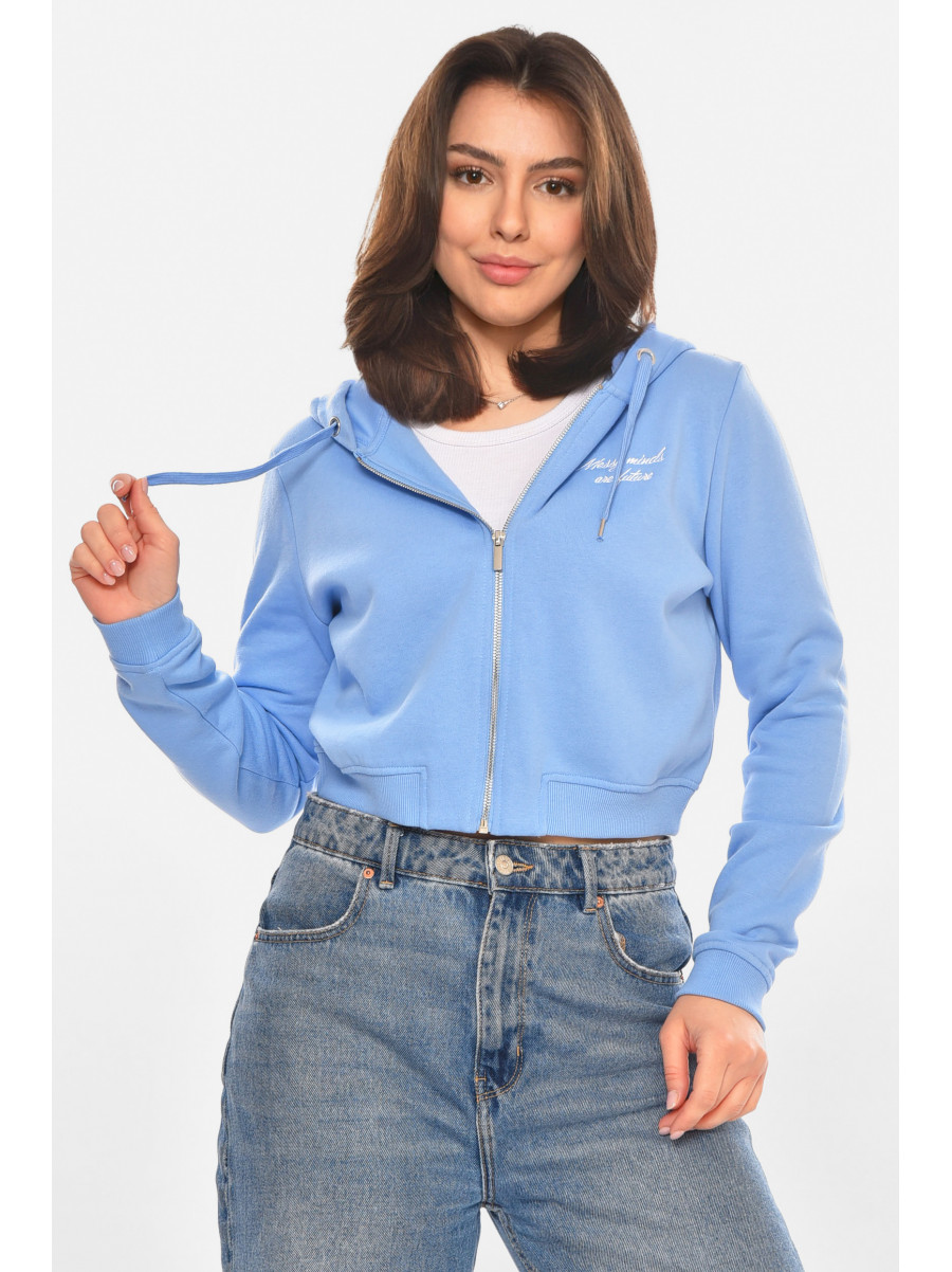 Свитшот женский на флисе голубого цвета 212895C