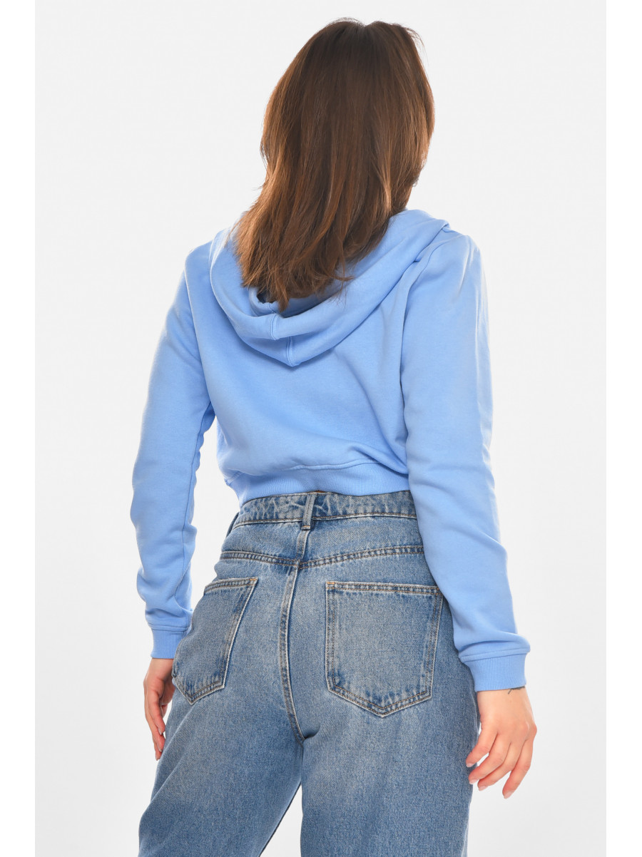 Свитшот женский на флисе голубого цвета 212895C