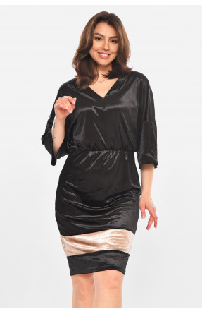 Платье женское велюровое черного цвета с принтом 248 212901C