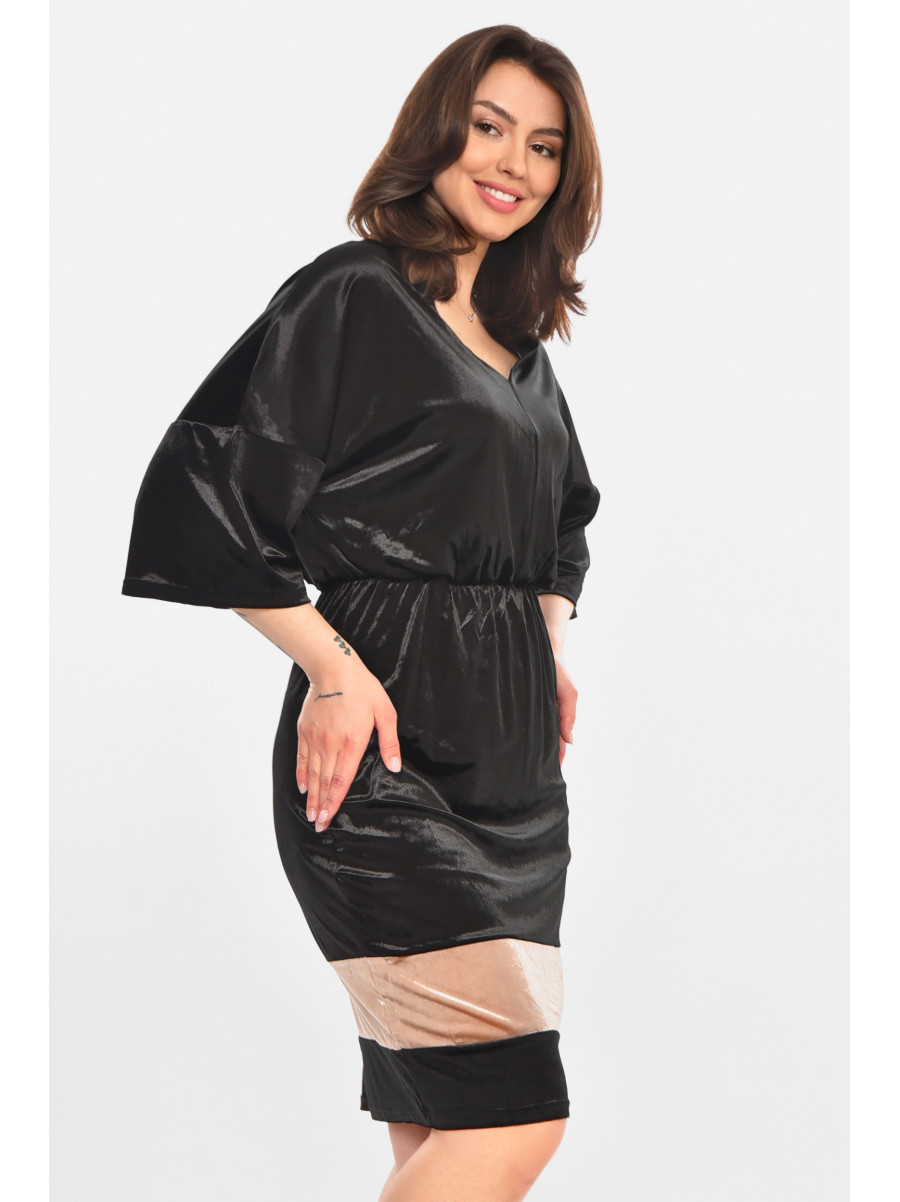 Платье женское велюровое черного цвета с принтом 248 212901C