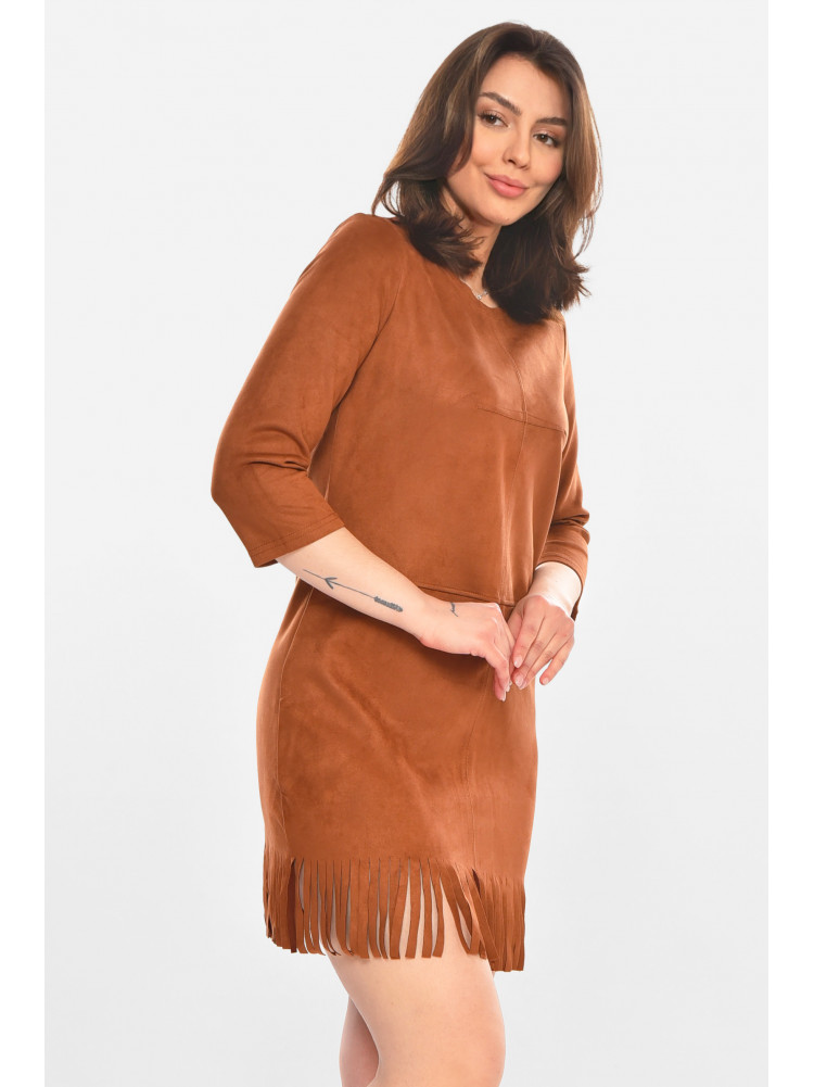 Платье женское замшевое однотонное коричневого цвета 357 212902C