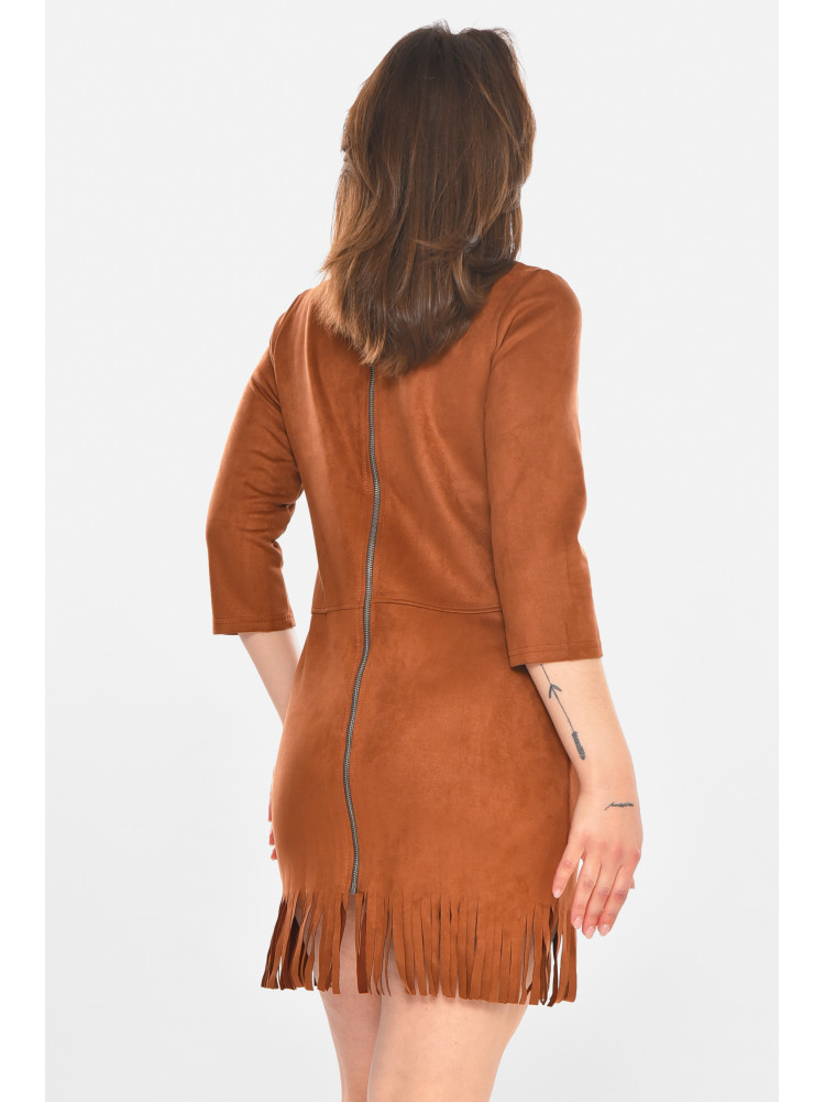 Платье женское замшевое однотонное коричневого цвета 357 212902C