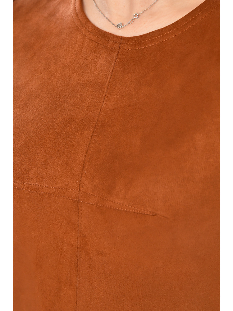 Платье женское замшевое однотонное коричневого цвета 357 212902C