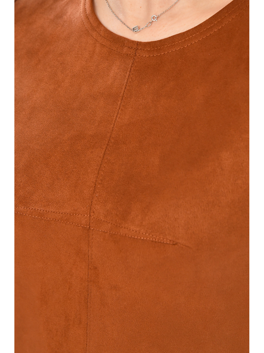 Платье женское замшевое однотонное коричневого цвета 357 212902C