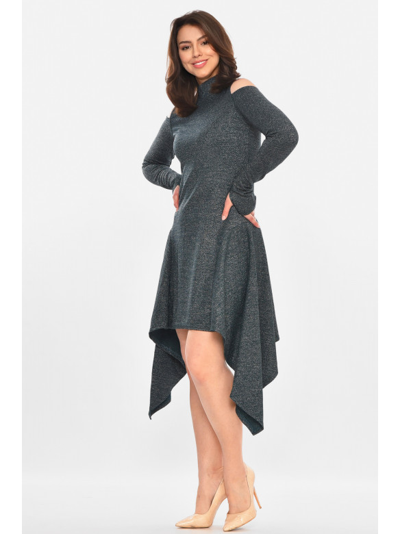 Платье женское люрекс однотонное зеленого цвета 245 212904C