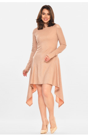 Платье женское люрекс однотонное бежевого цвета 245 212905C