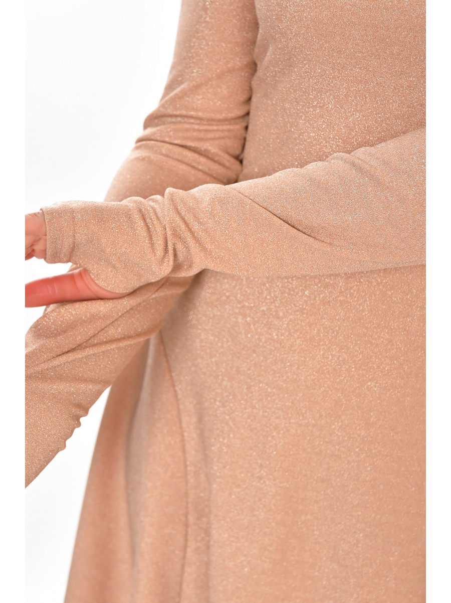 Платье женское люрекс однотонное бежевого цвета 245 212905C