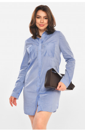 Платье-рубашка женское однотонное голубого цвета 381 212906C