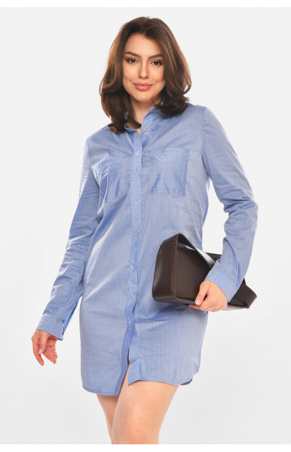 Платье-рубашка женское однотонное голубого цвета 381 212906C