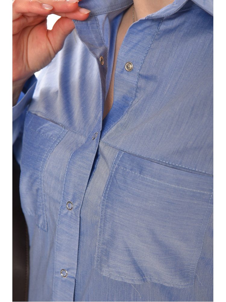 Платье-рубашка женское однотонное голубого цвета 381 212906C