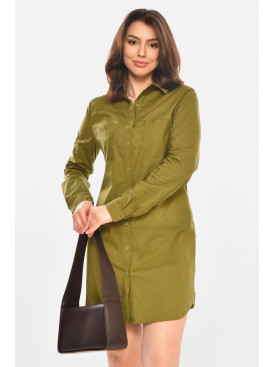 Сукня-сорочка жіноча однотонна кольору хакі 381 212907C
