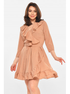 Платье женское бежевого цвета с принтом Уценка 399 212908C