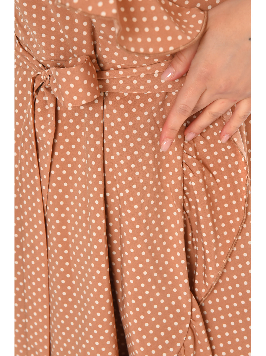 Платье женское бежевого цвета с принтом Уценка 399 212908C