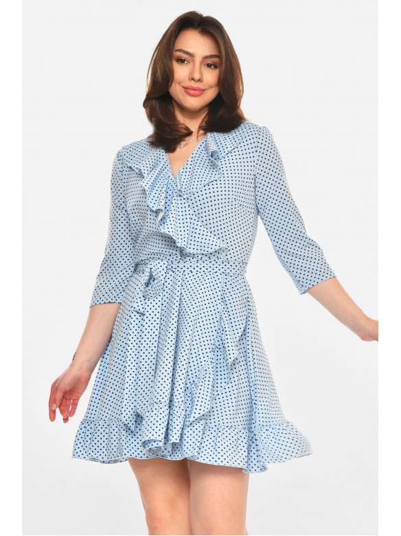 Сукня жіноча блакитного кольору з принтом Уцінка 212909C