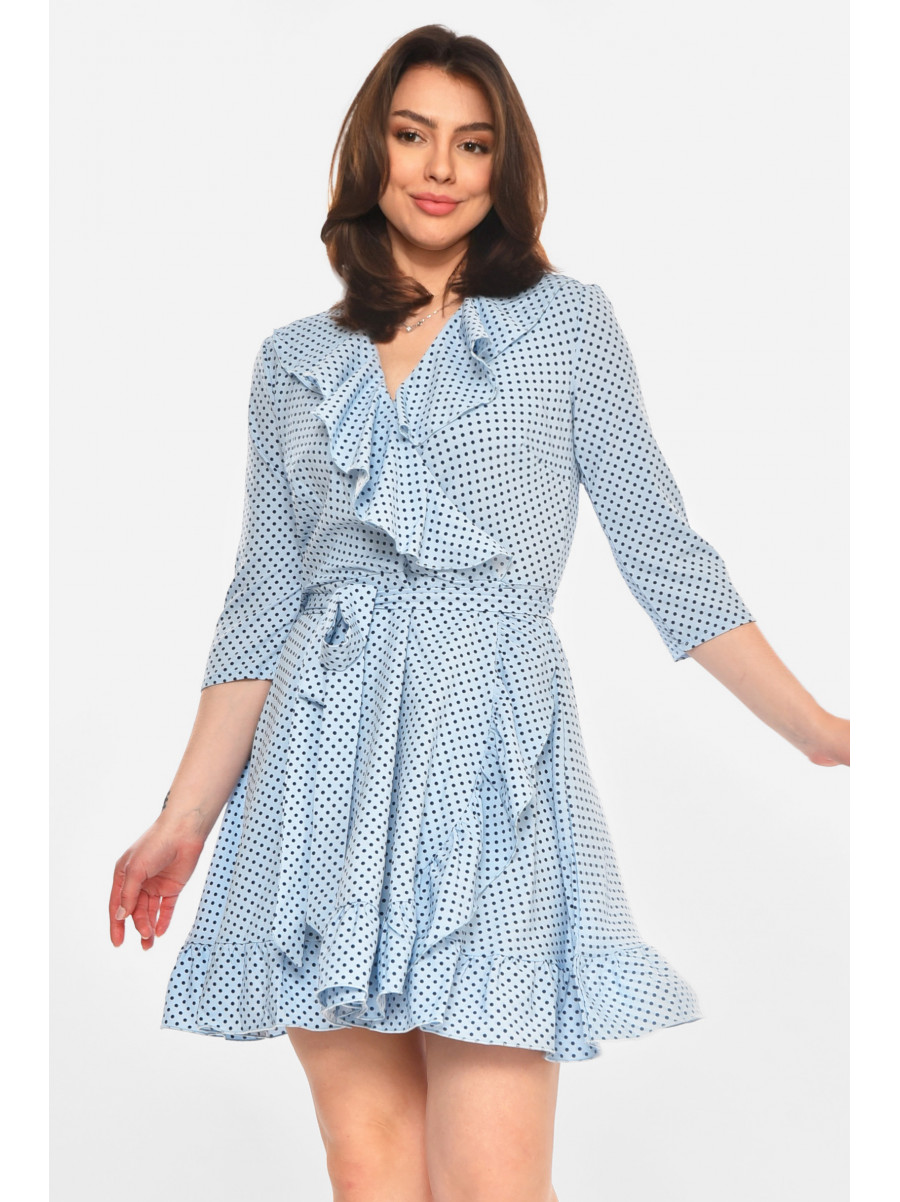 Сукня жіноча блакитного кольору з принтом Уцінка 212909C