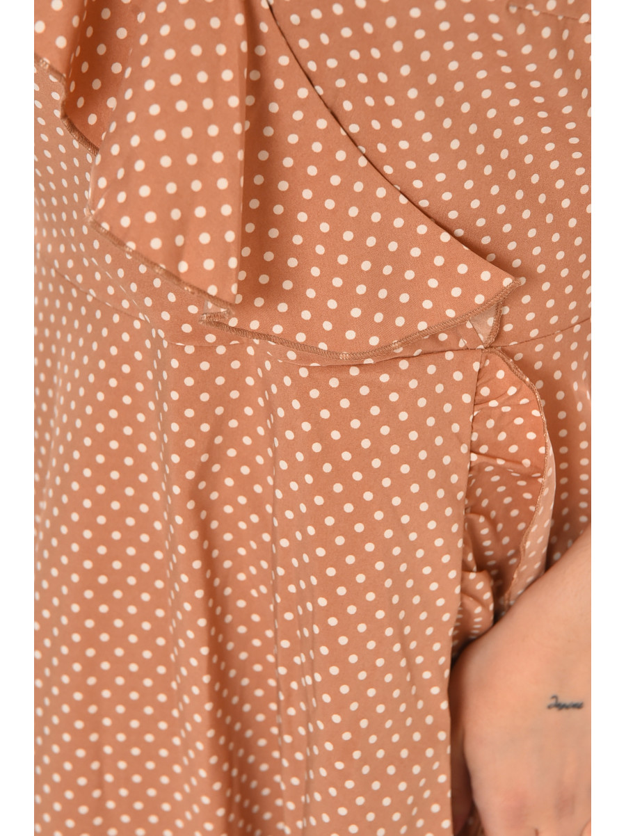 Платье женское бежевого цвета с принтом Уценка 212910C