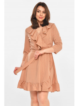 Платье женское бежевого цвета с принтом Уценка 212911C