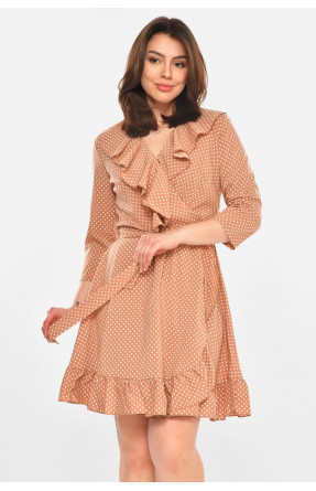 Сукня жіноча бежевого кольору з принтом Уцінка 212911C