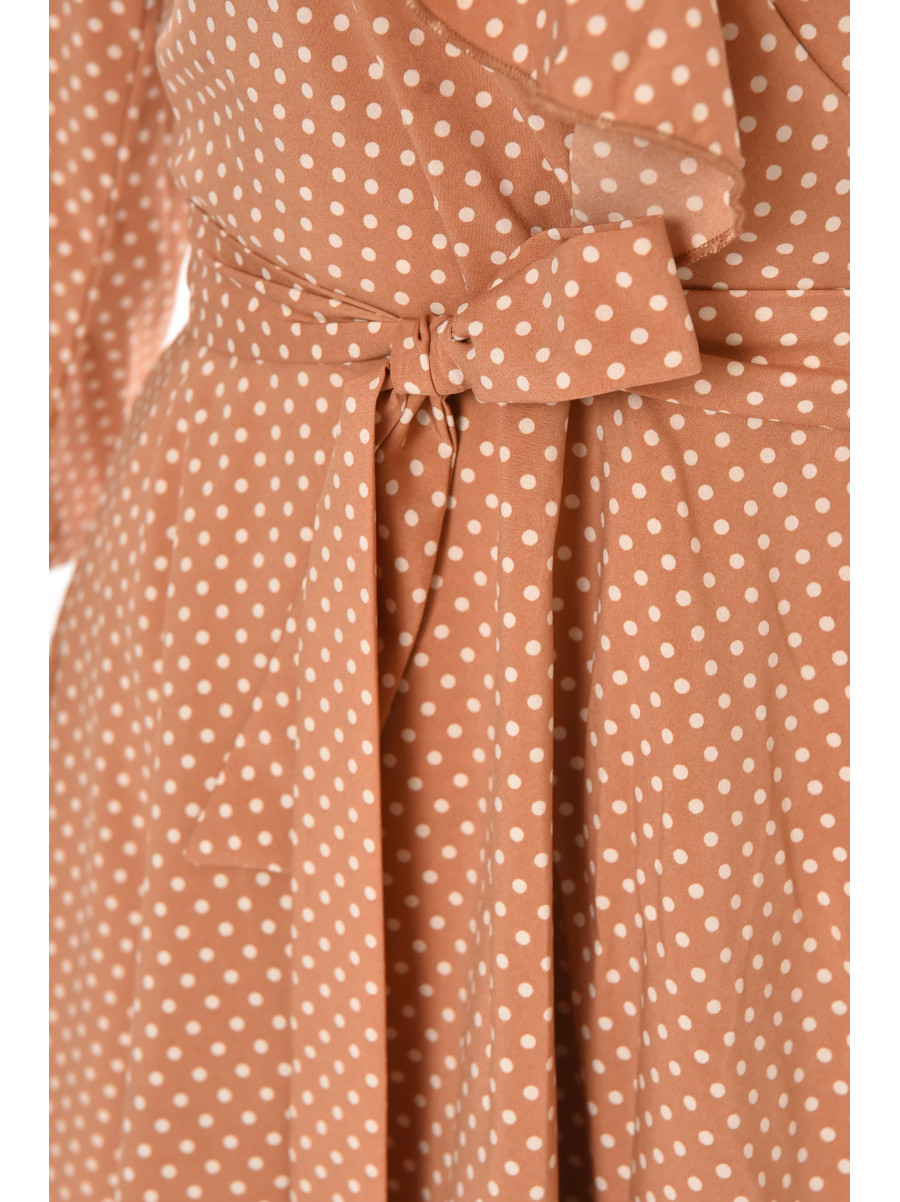 Платье женское бежевого цвета с принтом Уценка 212911C